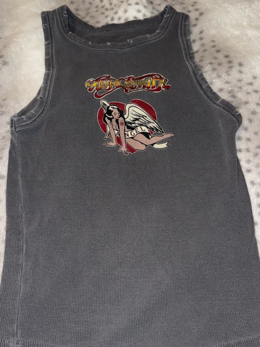 Gray Graphic Angel Tank Top - Unbranded